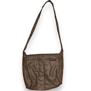 Nina Picacci Shoulder Bag Womens Brown Vintage Faux Leather Pockets Retro Casual